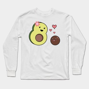 Mrs Avocado Kawaii And Baby Avocado Kawaii Long Sleeve T-Shirt